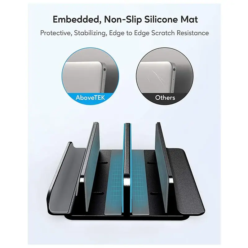 A20I Vertical Laptop Stand 3 Slots for Computer, Tablet, Phone - Fits All Laptop Models (Up to 17.3Inch),Black