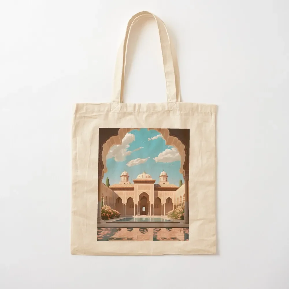 

Alhambra Palace Andalusia Spain Travel Art Illustration Tote Bag Women's bag large tote bag Shopping bags