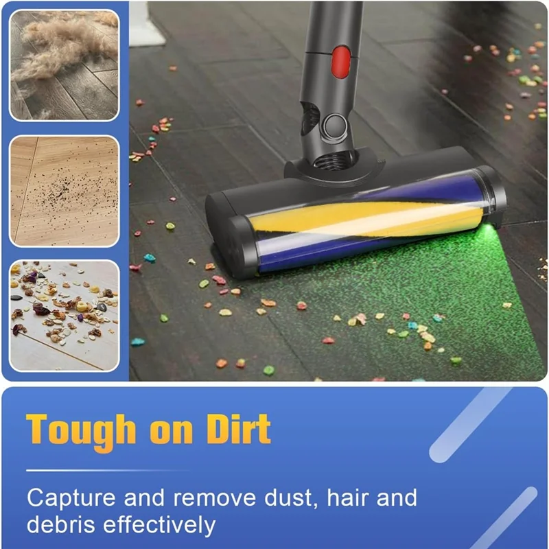 SANQ светодиодная мягкая роликовая чистящая головка для Dyson V7 V8 V10 V11, вакуумные насадки с подсветкой пыли и мусора для твердого пола