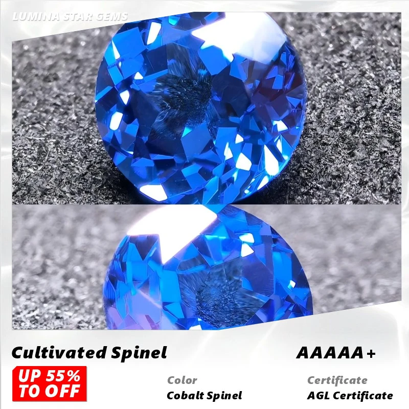 

L-Round Shape Cobalt Spinel Green Sea Blue Cornflower Color Lab Grown Sapphire Charms Bead for Diy Jewelry Making Certificate