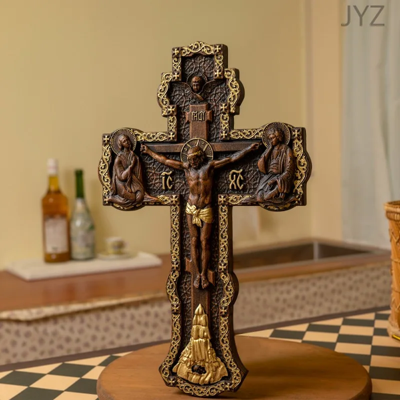 Orthodox Church Supplies for Wall Art Holy Carving Wooden Crafts Wall Hanging Crucifix Madonna Statue