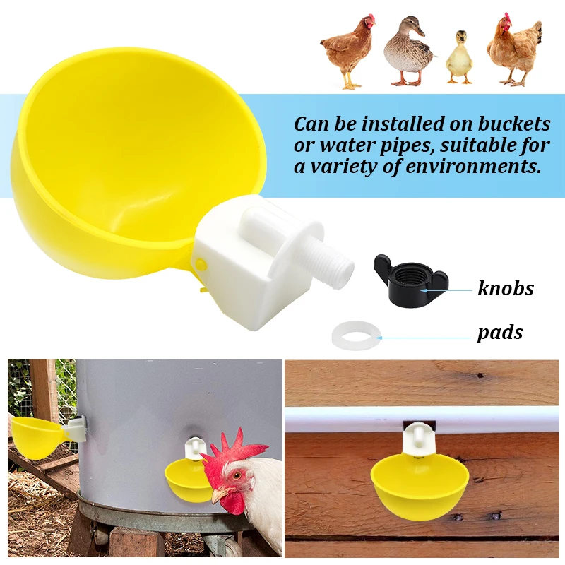 10/20/30Pcs Chicken Water Bowl Automatic Drinker Chicken Feeder Plastic Poultry Water Drinking Cups Poultry Farm Animal Supplies