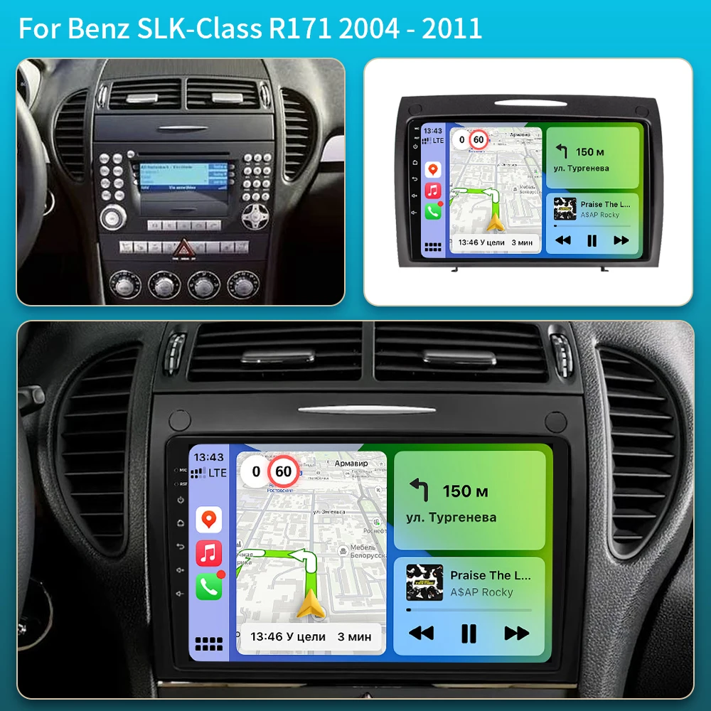 Android 16 Carplay Car Radio For Mercedes Benz SLK class R171 SLK200 SLK280 SLK300 2000 - 2011 Navigation GPS Multimedia Player