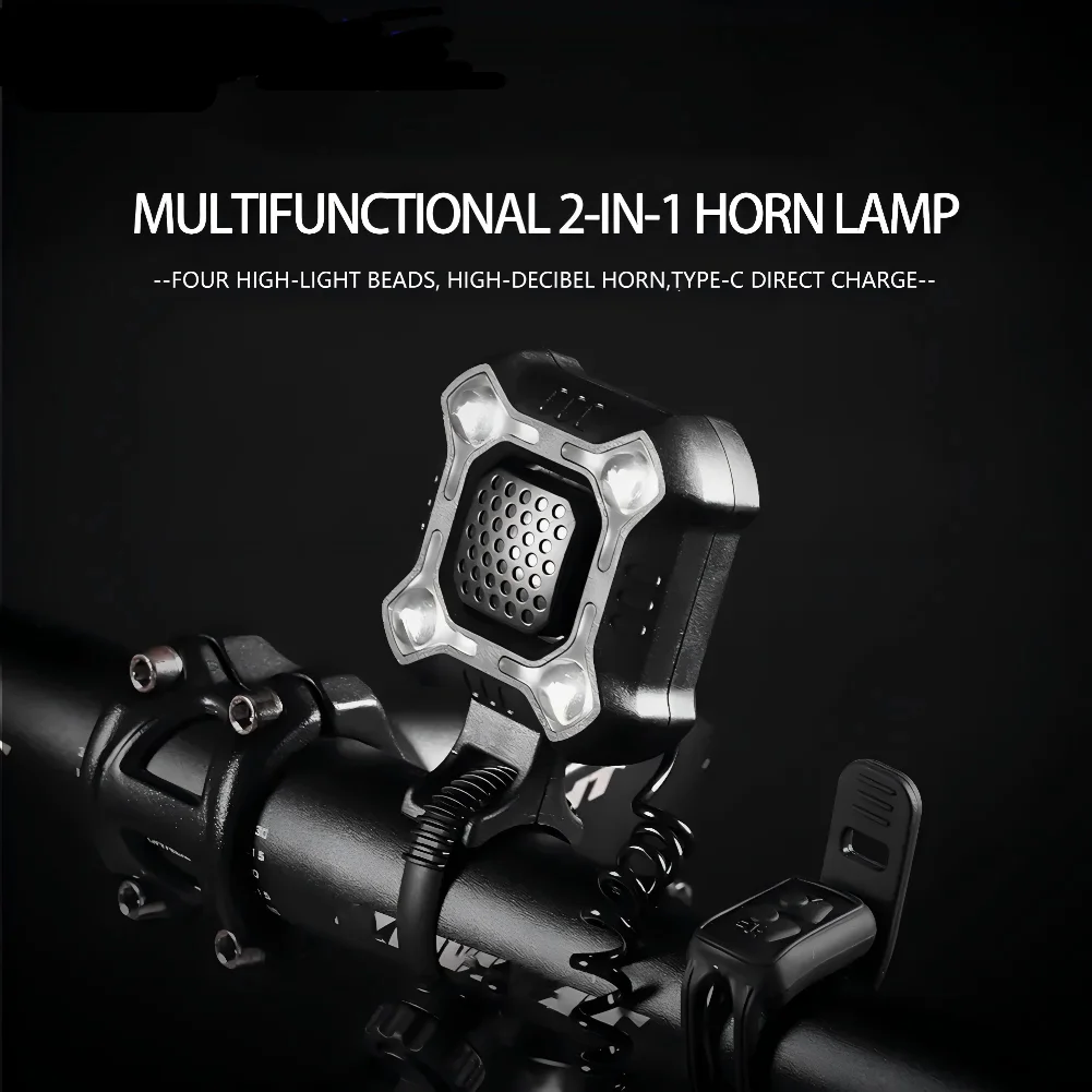 

Rechargeable Bike Electronic Bell Loud Horn Warning Safety Electric Ring Bicycle Handlebar Light with Bell Cycling Accessories