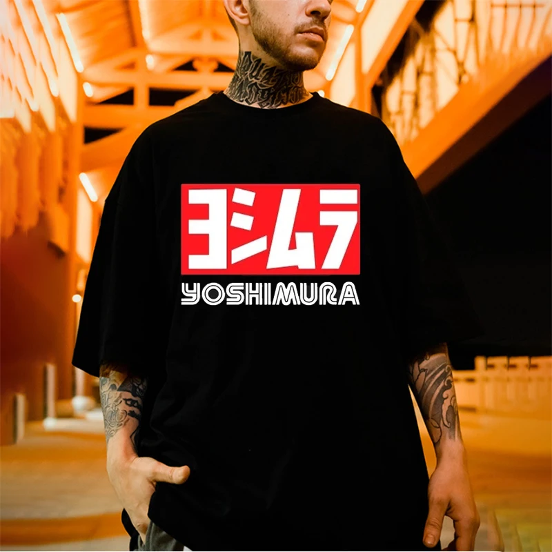 Yoshimura Letter Printed 2024 Men Summer T Shirt Classic Japanese Motorcycle T-shirt Fashion Funny T-shirt Men Cotton Streetwear