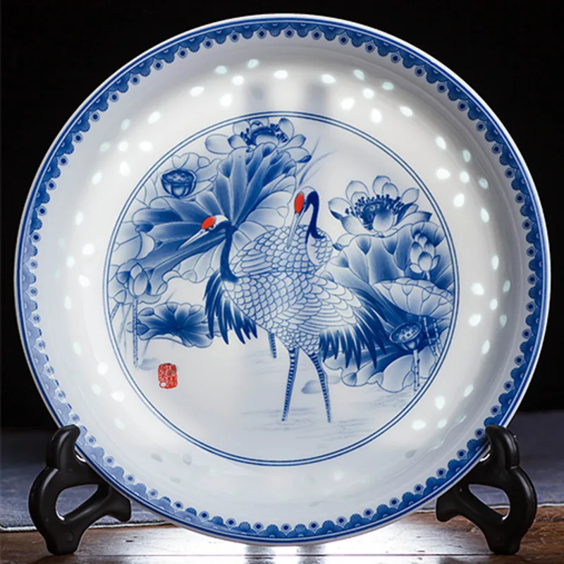 Chinese 8inch Blue And White Porcelain Dinner Plates Vintage Dragon Ceramic Plate Kitchen Tableware Household Food Tray