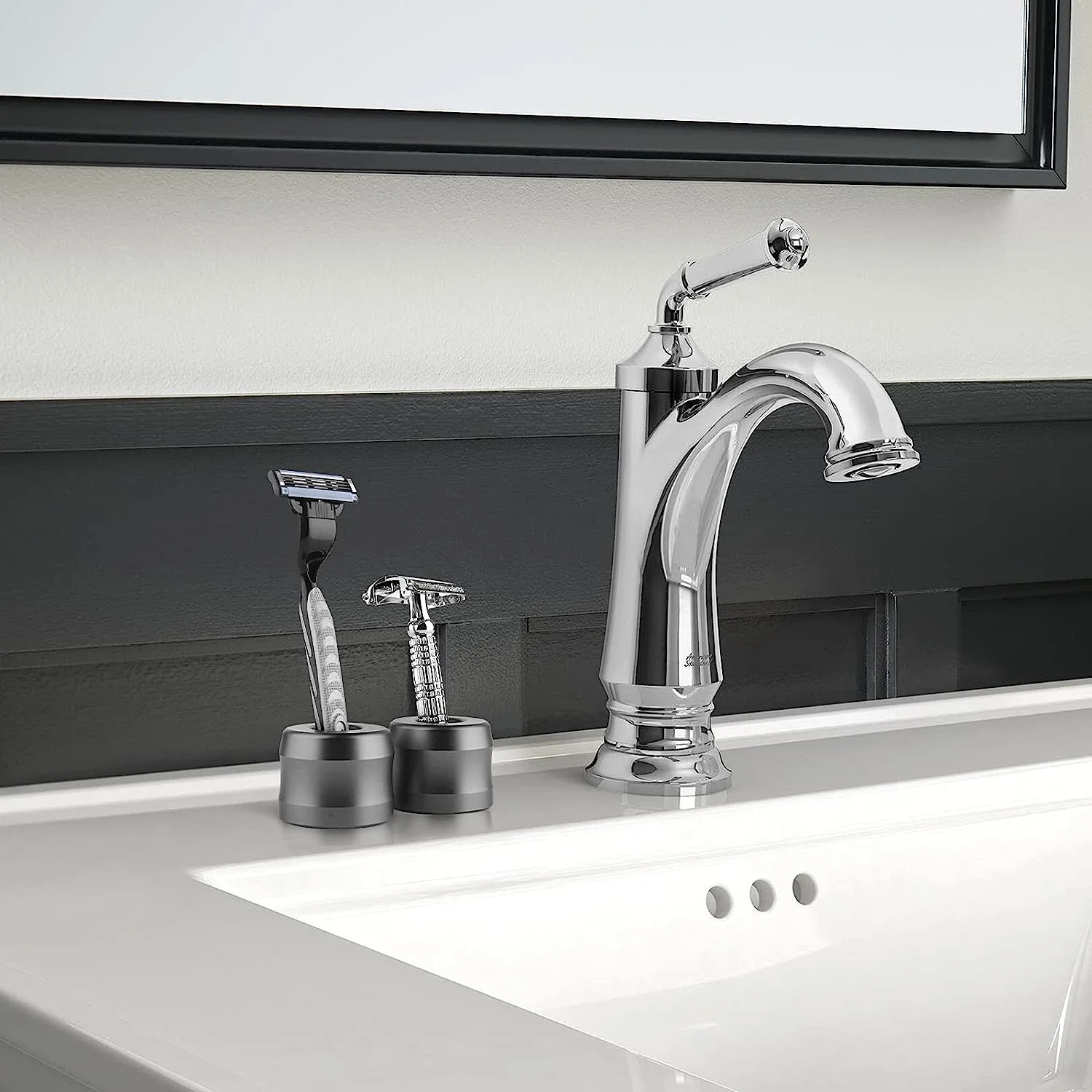 حامل ماكينة حلاقة آمن، حامل حلاقة رجالي من سبائك الألومنيوم لأسطح الحمام وحامل ماكينة حلاقة اللحية اليدوي المعدني للرجال #4