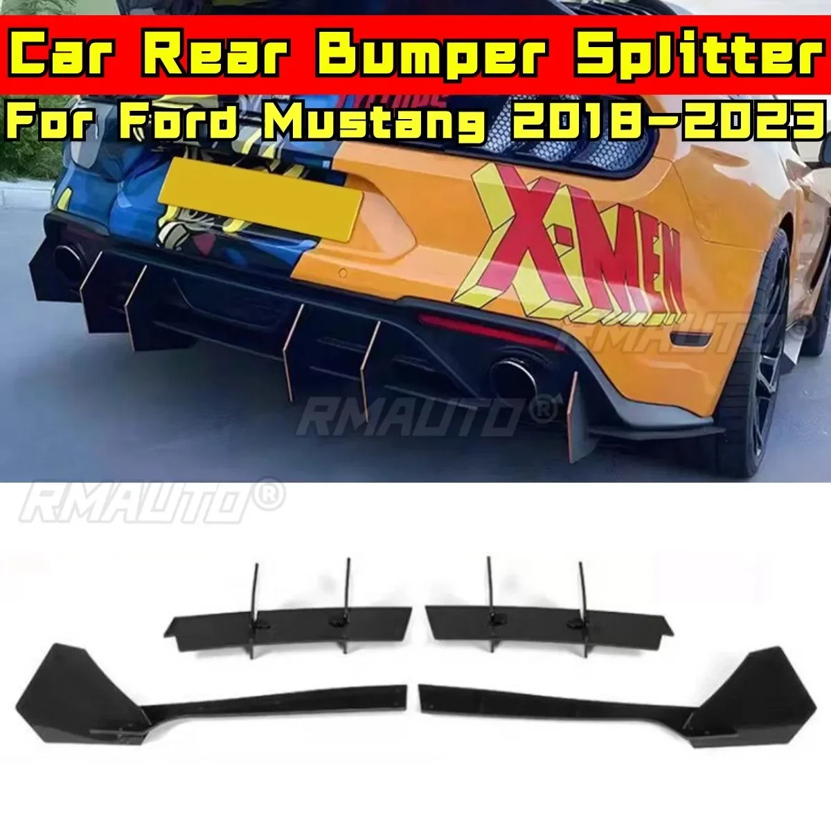 

Задний бампер, совместимый с Ford Mustang 2018-2023, модификационная часть, задняя крышка, защитный спойлер, диффузор, автомобильные аксессуары