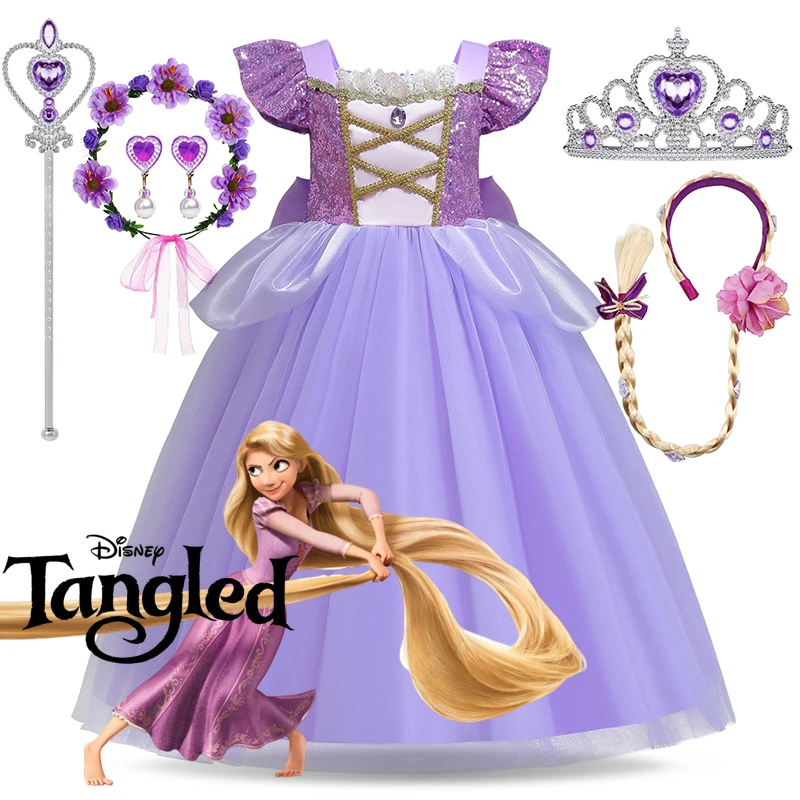 Fantasia Girls Tangled Princess Halloween Cosplay Costumes 2024 Kids Birthday Dress Children Disguise Carnival Party Dress Up