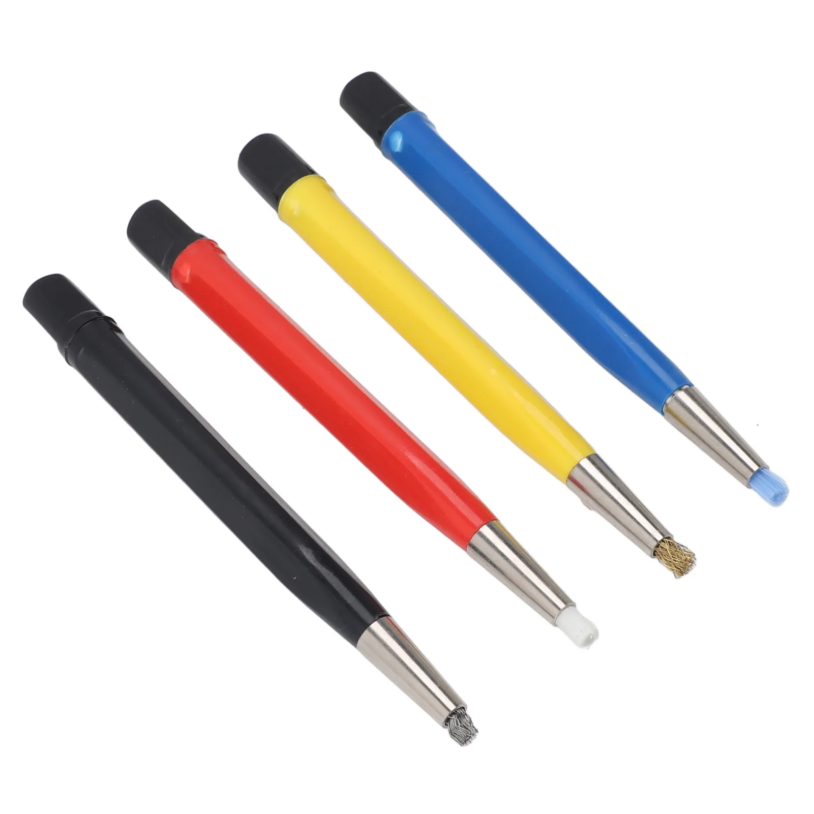 4Pcs Scratch Brush Pen Watch Rust Cleaning Pen Brush with Steel Brass Fiberglass Nylon Adjustable Tip Jewelry Watch CleaningTool