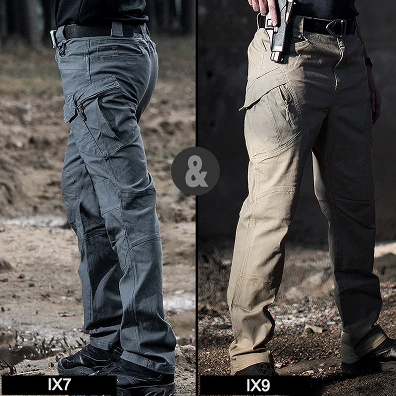 Pantalon cargo multi-poches pour hommes, pantalon en coton, vêtements décontractés, salopette élastique, camping, FJJ, 9