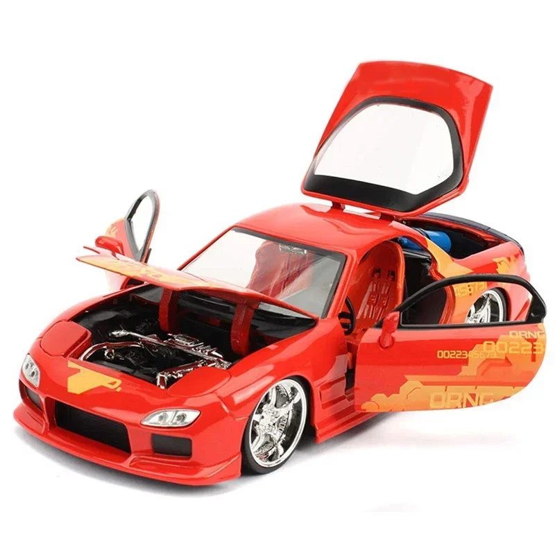 

Модель литая автомобиля Jada, масштаб 1/24, Mazda RX-7 FD, оранжевые детские игрушки для мальчиков, 18 лет, статические коллекционные подарки, реалистичные