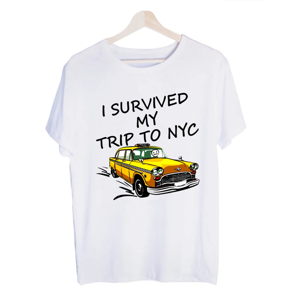 I Survived My Trip To NYC Summer New Fashion Trendy Men's Casual T-shirt Printing Tees Men's Short-sleeved O-neck