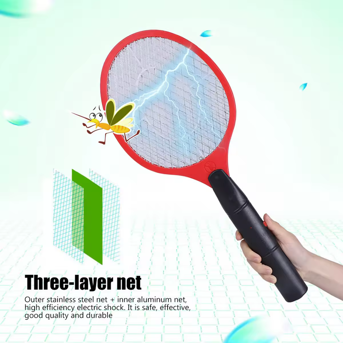 Mosquito Swatter Cordless Battery Power Electric Fly Mosquito Swatter Bug Racket Insects Killer