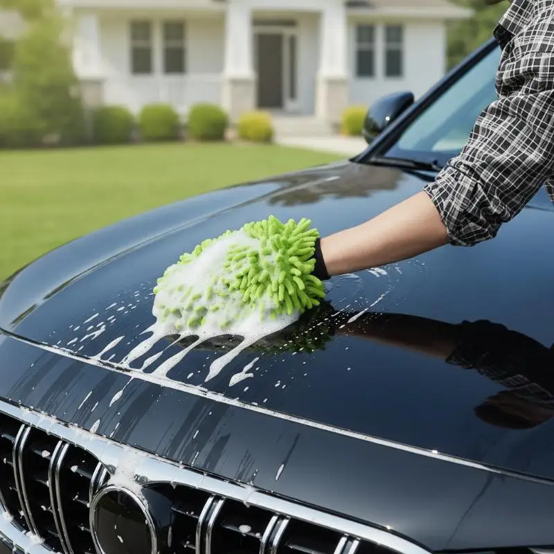 Car Wash Cleaning Chenille Gloves Scratch Resistant Lint Free Soft Microfiber Mitts for Car Truck Boat Daily Auto Care