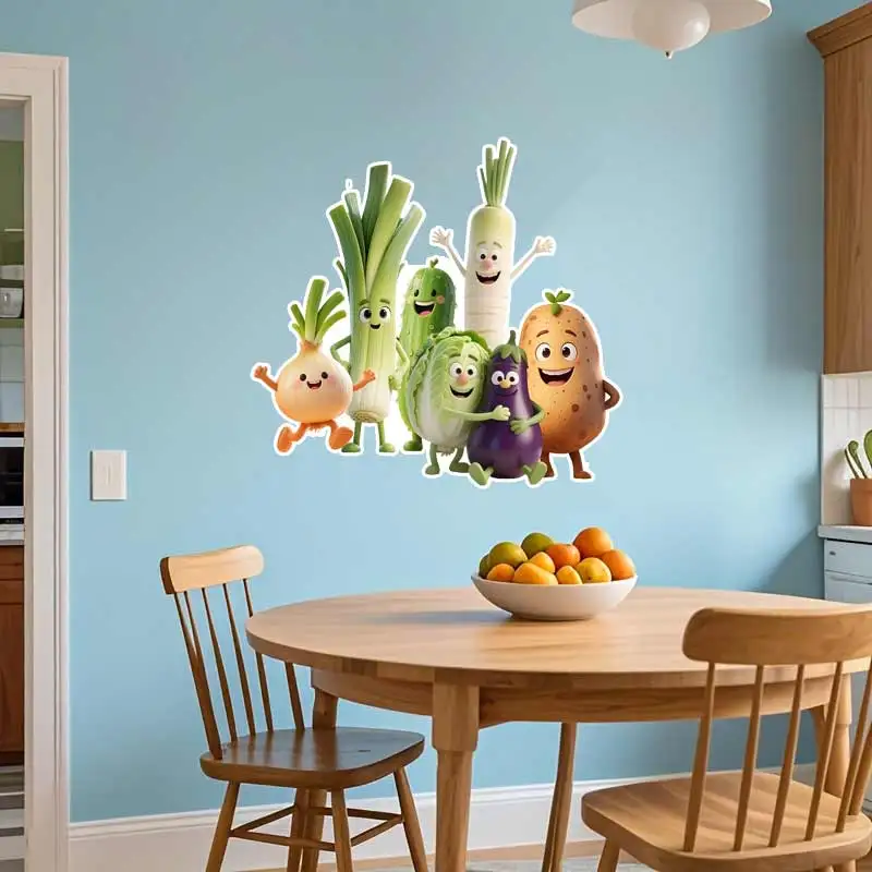 Happy Vegetable Wall Stickers Perfect for Kitchen and Restaurant, Bedroom, Living Room and  Holiday Decoration Stickers S727