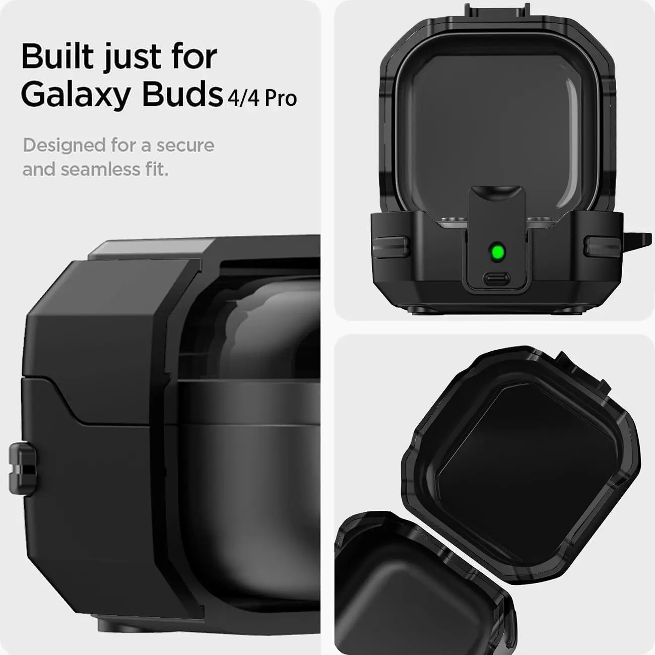 for Galaxy Buds 4 Pro/Buds4 Case Cover with Secure Lock Clip