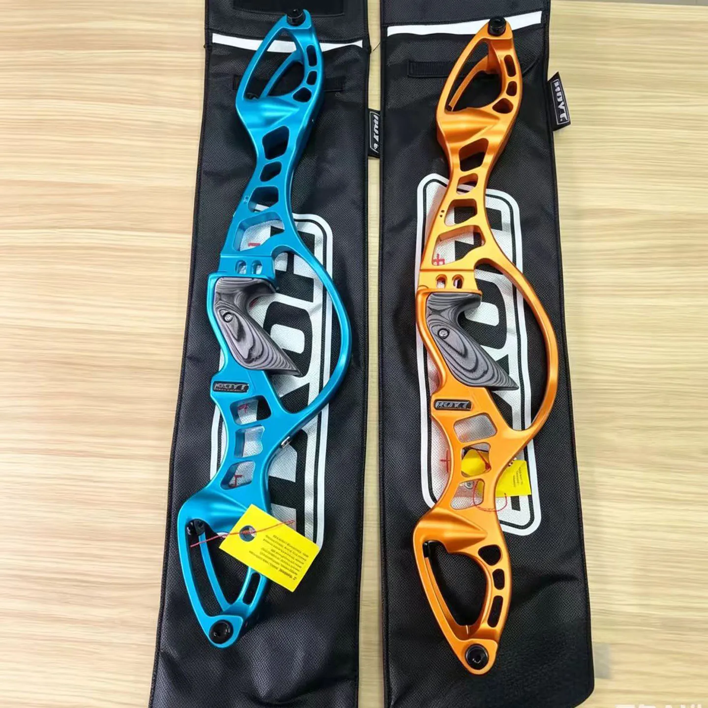 Aluminum Alloy Bow Grip 25 Inch F-Mouth Design, CNC Machined Anodized Surface F Port Check Point with Bridge