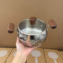316 Stainless Steel Thickened Walnut Double-Handled Small Milk Pot for Baby Food Supplement with Food Grade Handle