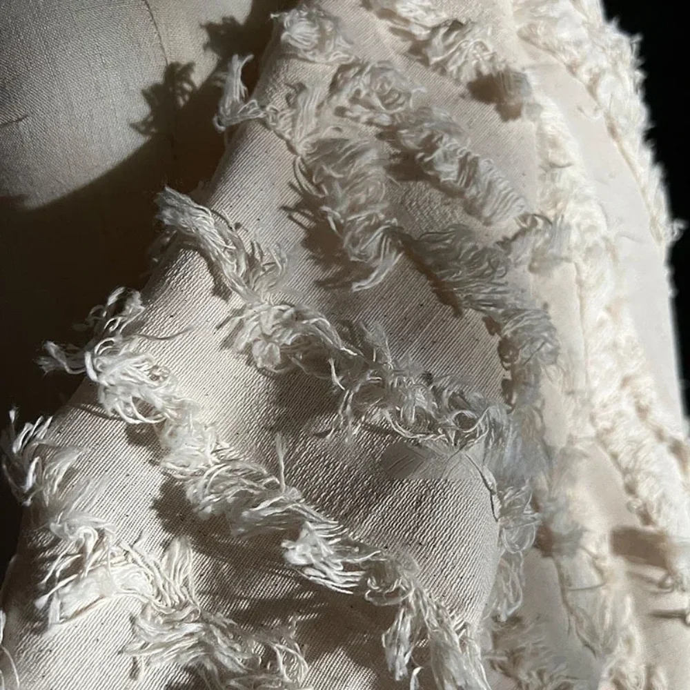 

Ретро Hanfu Tassel Льняная хлопковая жаккардовая ткань для дизайнерской одежды Diy Швейная ткань на метр Материал