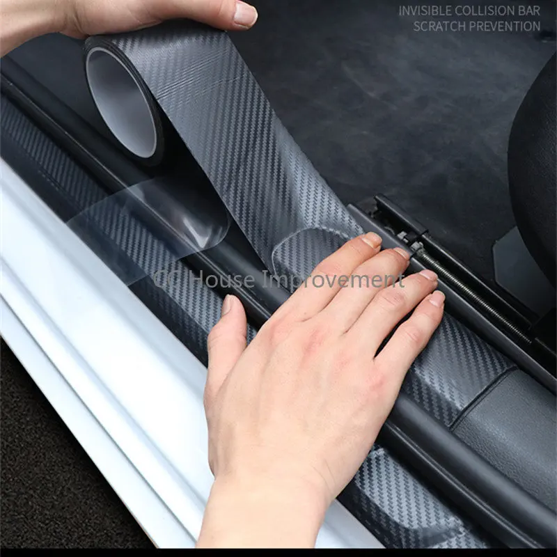 3D Carbon Fiber Car Sticker DIY Paste Protector Strip Auto Door Sill Side Mirror Anti Scratch Tape Waterproof Protect Film