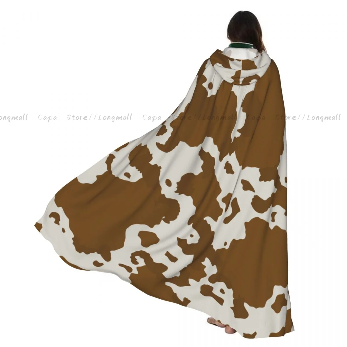 

Плащ из коровьей кожи с капюшоном, карнавальный костюм на Хэллоуин для взрослых, длинная праздничная накидка