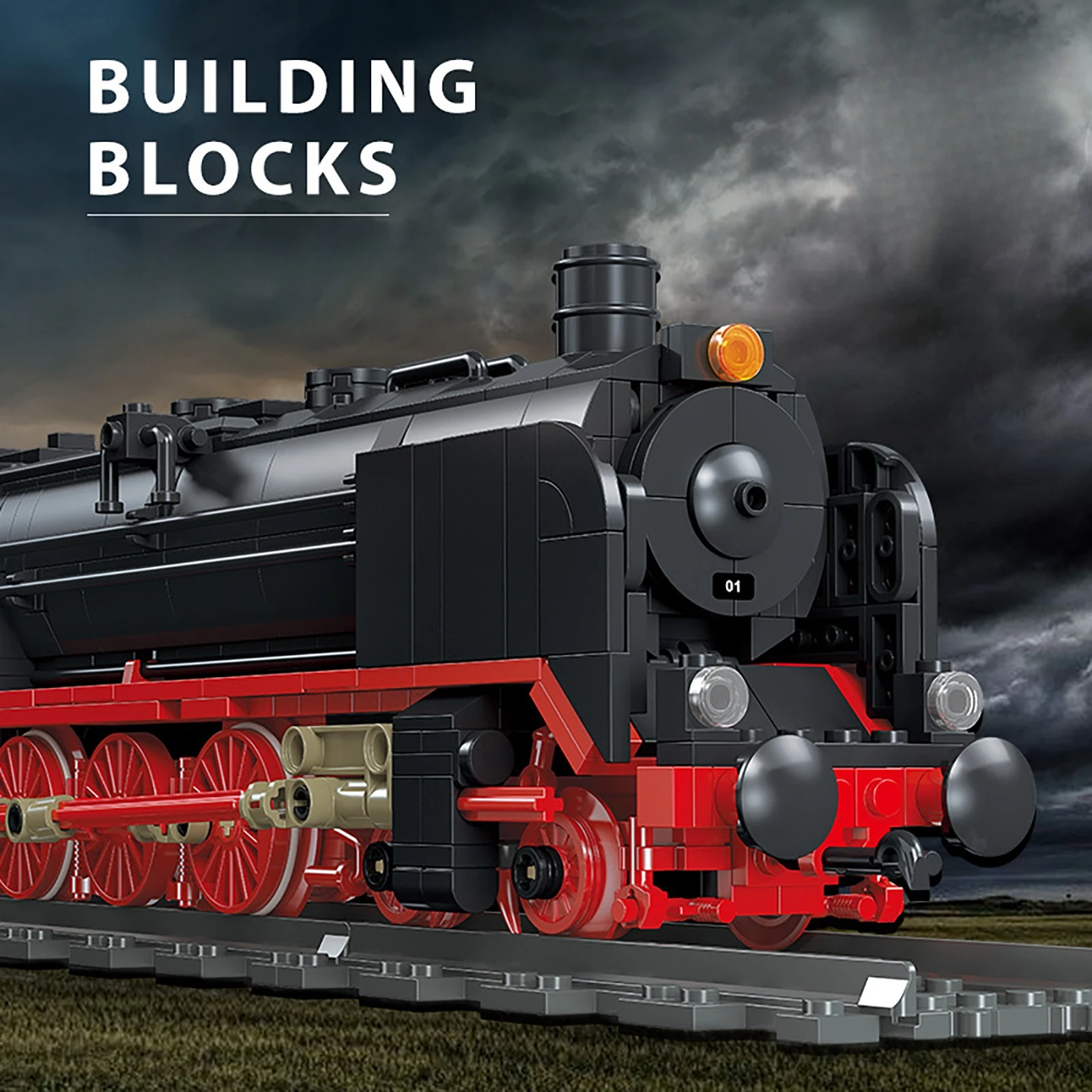 1173PCS Retro Steam Train Building Blocks Set DIY City Railway Track Model Creative Desktop Decor Educational Kids Gift