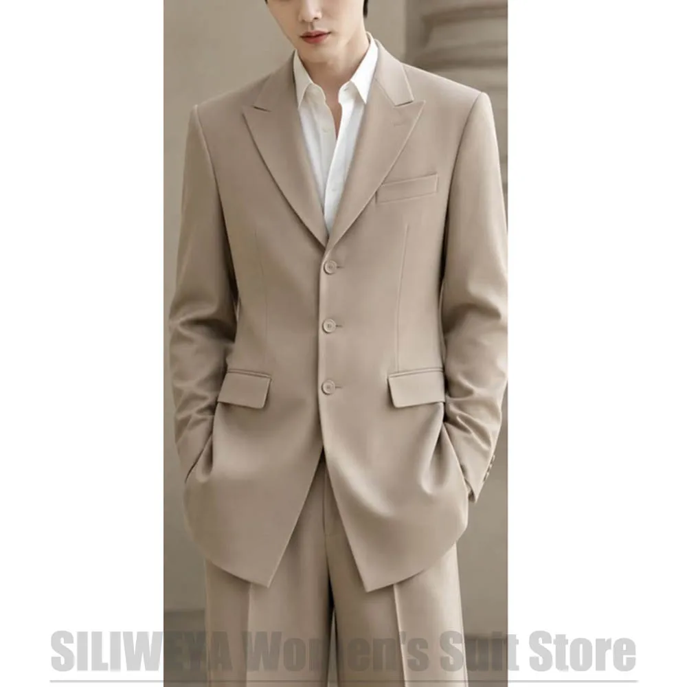 Fashion Men Suit Chic Notched Lapel Single Breasted Outfit For Casual Formal Business Groom Wedding Party Tuxedo 2 Piece