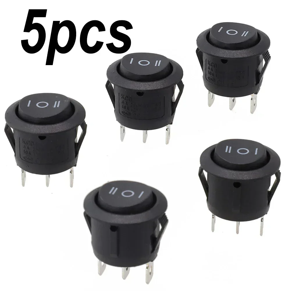 5 szt. Czarny Okrągły Przełącznik Kołyskowy Włącz/Wyłącz/Włącz Samochodowy 20mm SPDT 2-kierunkowy Przełącznik Kierunkowy SPST 3-pinowy Przełącznik Kołyskowy