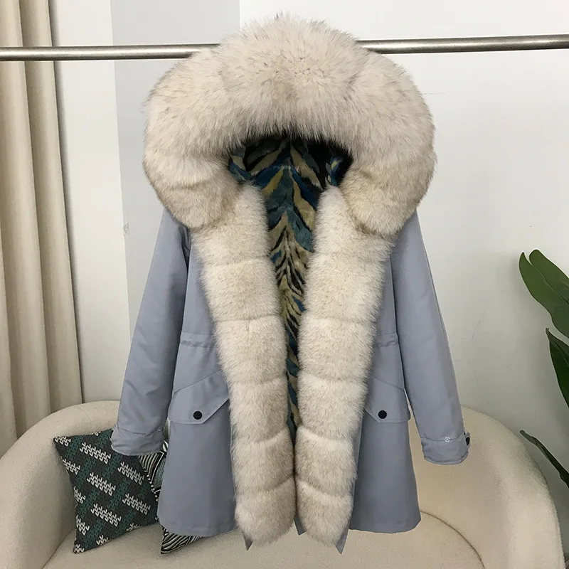 

New Pai Overcomes Winter Fox Fur Large Collar Detachable Inner Tank Mid length Fur Coat for Women 2024