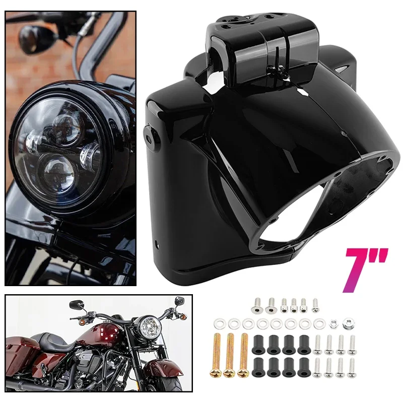 

7 Inch Motorcycle Black Round Headlight Cabin Lamp Mask Protector Accessories Fits For Harley Touring Road King 2014-2023