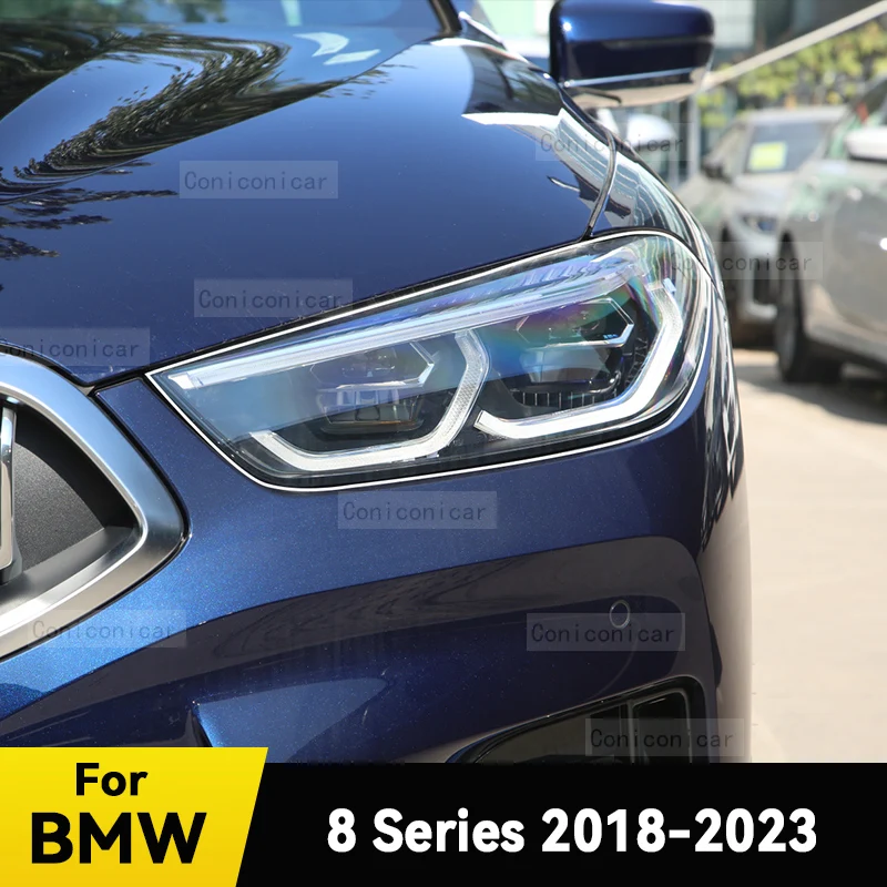 

Для BMW 8 серии G14 G15 G16 2018-2023 защитная пленка для фар автомобиля, передняя фара, ТПУ, наклейка на фару против царапин