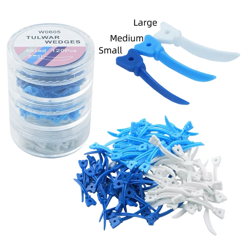 

120Pcs Dental Tulwar Wedges Refill Wedge For Sectional Matrix System With Hole Disposable Plastic Wedges S/M/L Dentistry Product
