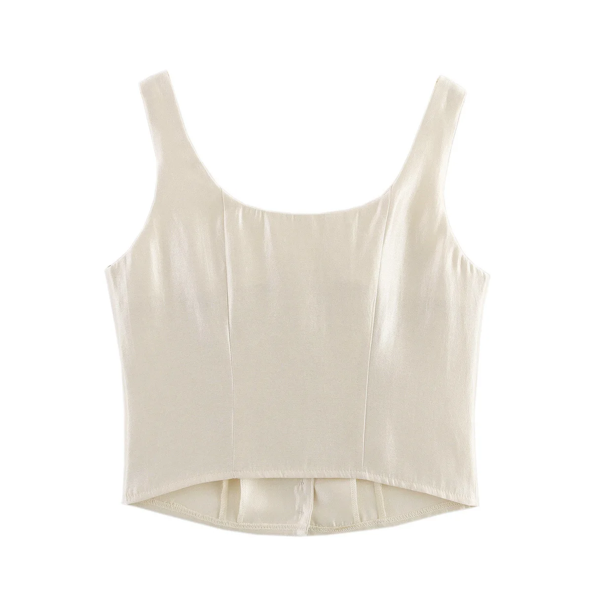 2025 Women Fashion Sleeveless Breasted Shinning Fabric Slim Shirt Tops Female Crop Slim Camisole Vest LS9071 9071