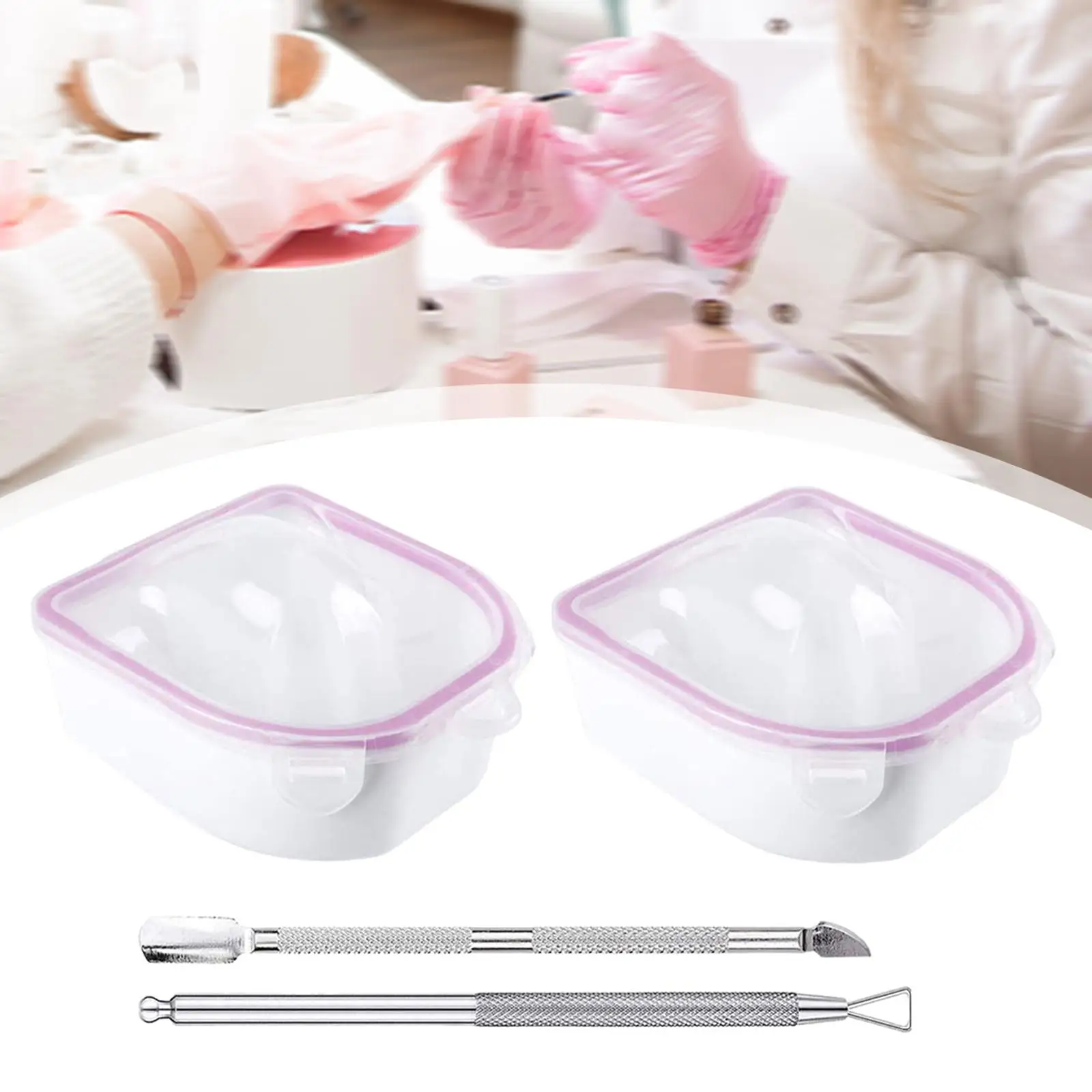 Profissional Nail Soaking Bowls, Manicure, m Bowl para unhas acrílicas, 2 pcs