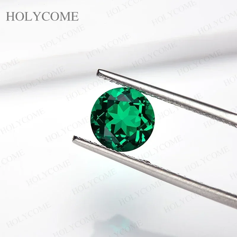 Lab Grown Columbian Emerald Selectable AGL Certificate Hand Cut Round Shape Gemstone for Jewel Making DIY Materials Hydrothermal