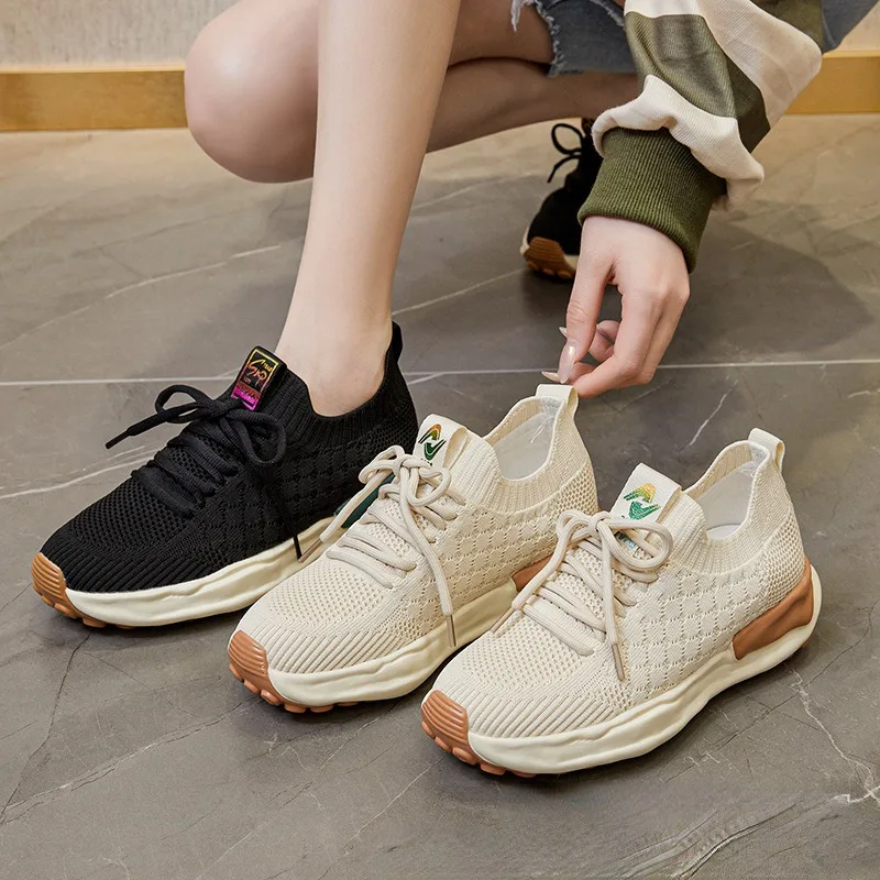 Spring Autumn Mesh Hollow Platform Sneakers for Women Designer Soft-soled Women's Shoes Fashion Comfortable Sports Shoes Female