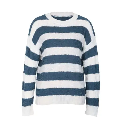

New women's fashionable casual clothing pullover for autumn 2025, women's contrasting striped sweater