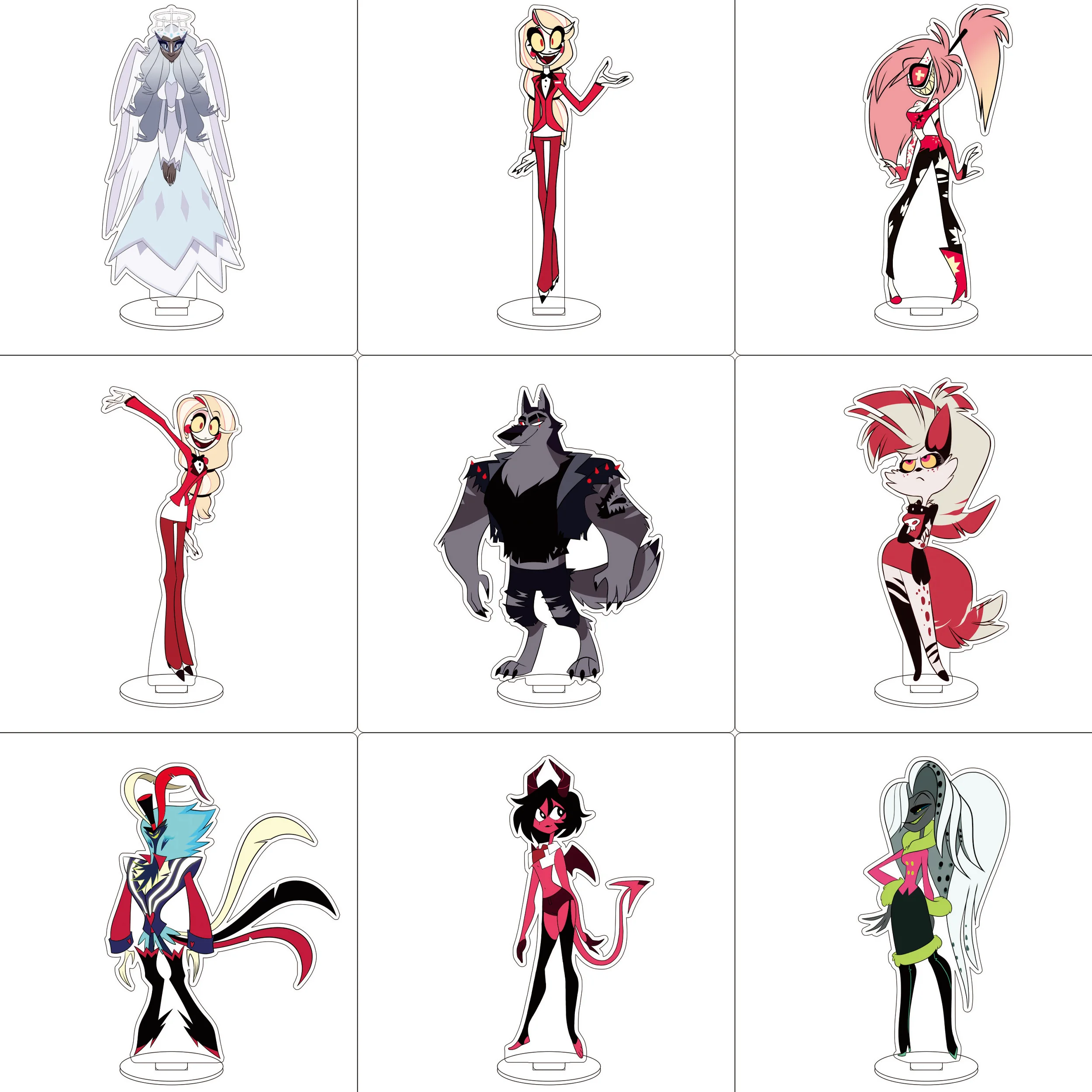 16CM Anime Cosplay Acrylic Stand Ornaments Lucifer Morningstar 3 Vees Vaggie Figure Stand Halloween Gifts