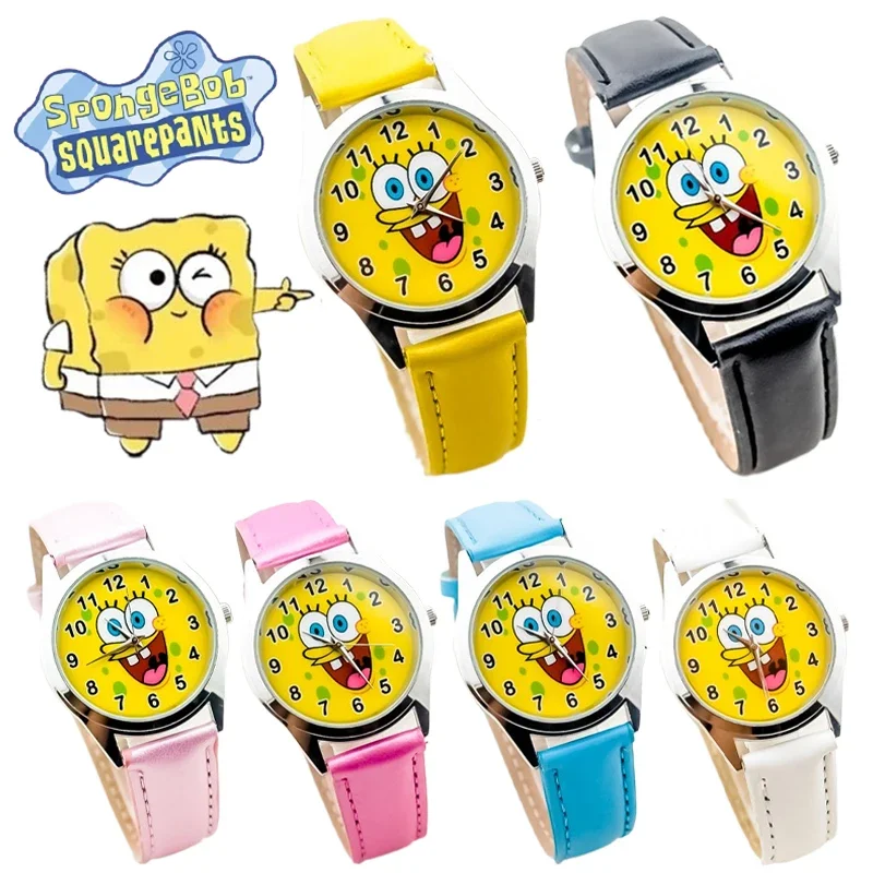 SpongeBob Quartz Wristwatch Cartoon Anime Children Watches Student Study Wrist Watch Clock Girl Boy Arabic Digital Casual Watch