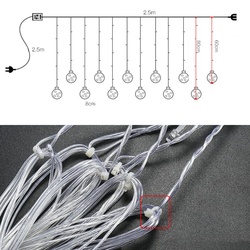 

Ball String 2 5W Fairy Copper Wire Rope Patio Christmas LED String Outdoor Decor Holiday Lighting