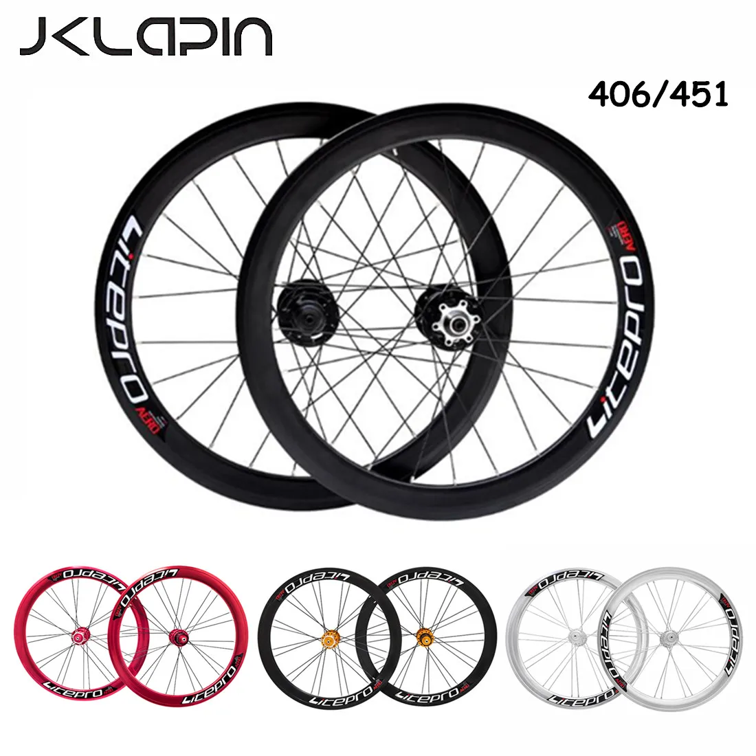 

JKLapin S42 AERO 20 Inch 406 451 V Disc Brake 11 Speed Wheelset 4 Sealed Bearing Alloy Wheels BMX Bicycle Rims For Folding Bike