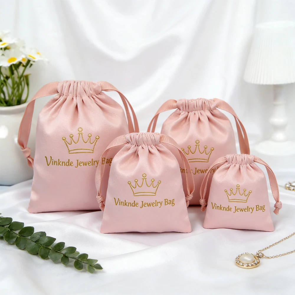 

100Pcs Custom Logo Flannel Jewelry Drawstring Bag Velvet Gift Bags For Ring Earring Bracelet Cosmetic Storage PouchB