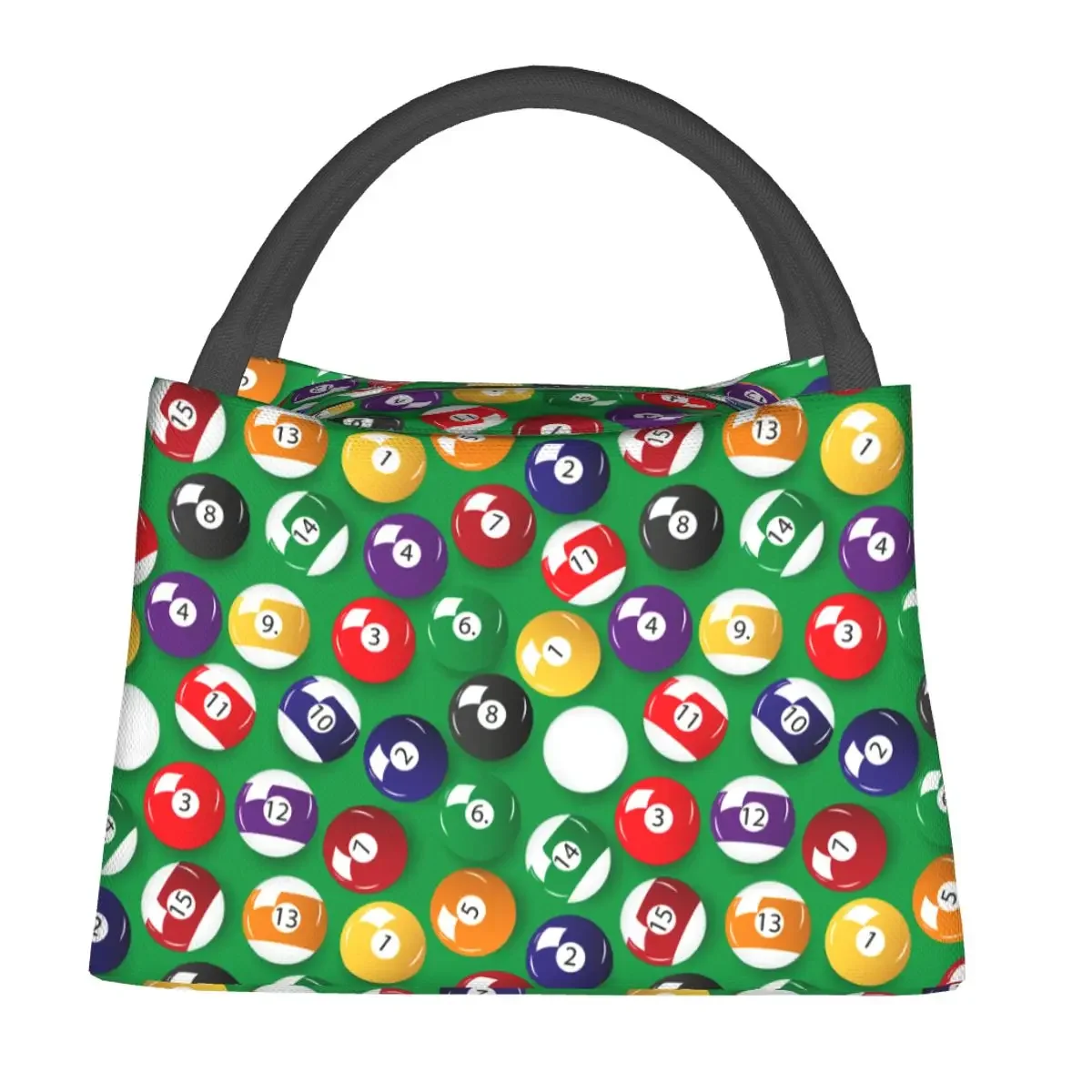 Pool Cue Sports Player Merch Lunch Bag Portable Insulated Oxford Cooler Billiards Balls Lover Thermal Picnic Lunch Box for Women view 2