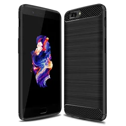 Matowy futerał silikonowy do Oneplus 5 1 + 5 TPU odporna na wstrząsy miękka tylna obudowa z włókna węglowego na jeden Plus 5 matowy futerał przeciwstukowy