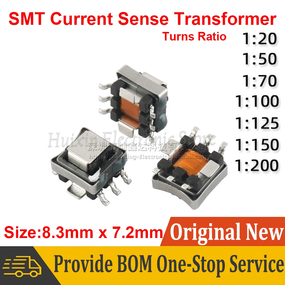 2Pcs SMD SMT 15A High Current Sense Sensor Transformer EE5.0 Current Turns Ratio 1:20 1:50 1:70 1:100 1:125 1:150 1:200