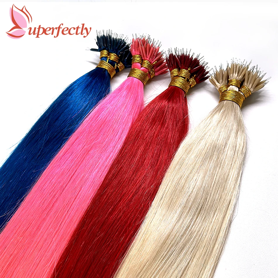 Nano Ring Human Hair Extensions Remy Hair Extensions 0.8g/Pc Microlinks Natural Hair Balayage Blonde 16--26Inch 50 100Strands