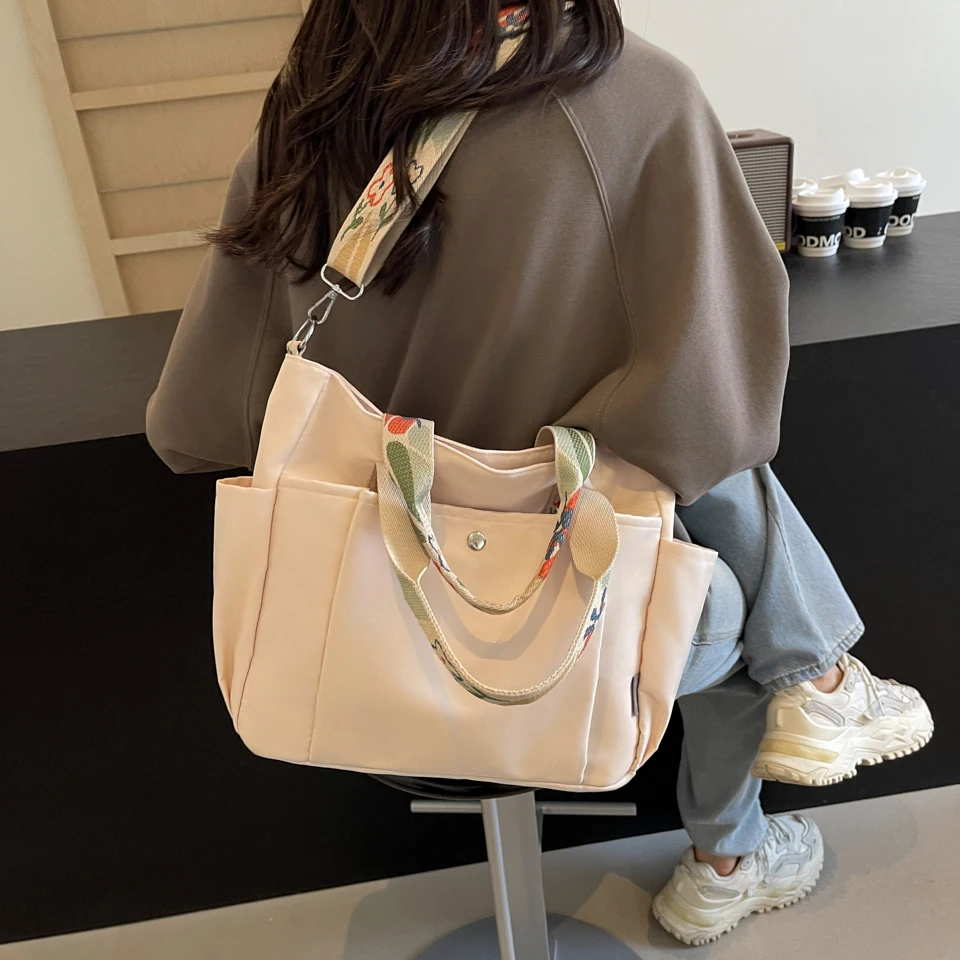 Brand High Quality Cotton Fabric Handbags For Women Korea Style Cloth Casual Totes Classic Simple Solid Packages Leisure Bags