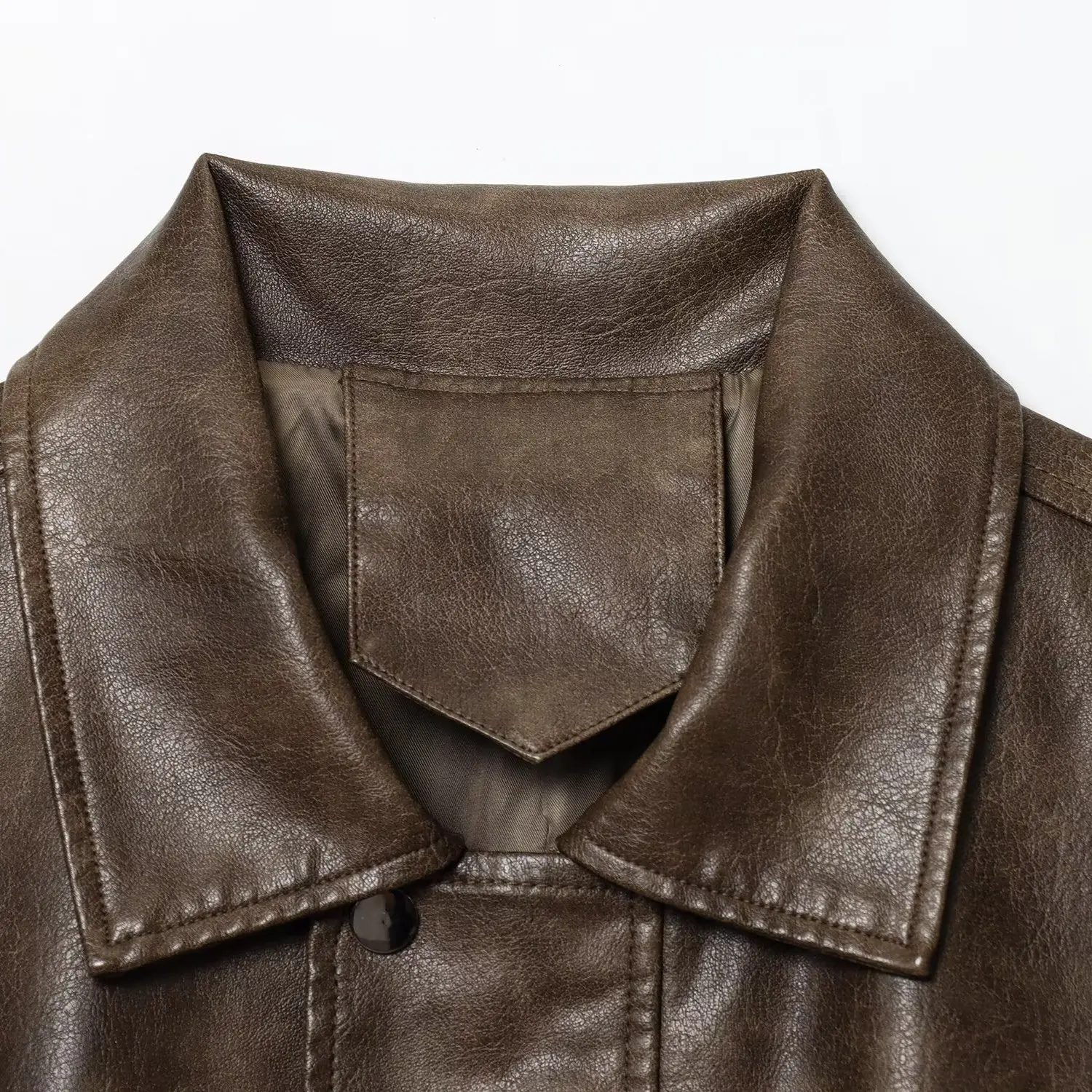 KASLEAD Nowa Modna Kurtka Damska ze Skóry PU Średniej Długości, Wiatroodporna, Zapinana na Zamek, Odzież Wierzchnia