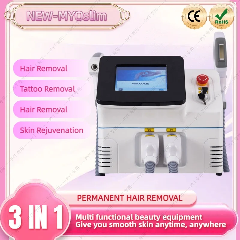 OPT IPL 2 في 1 المهنية إزالة الشعر ديود آلة الليزر نقطة التجمد غير مؤلم ND YAG الوشم تجديد إزالة النمش